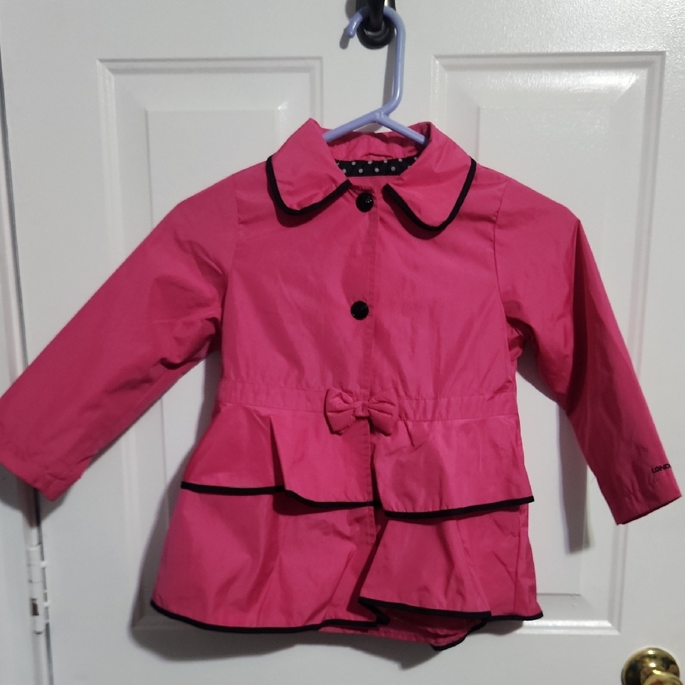 London Fog Pink Kids Raincoat with Bow Accent